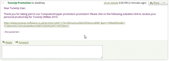 Go to the link from Tuneup.