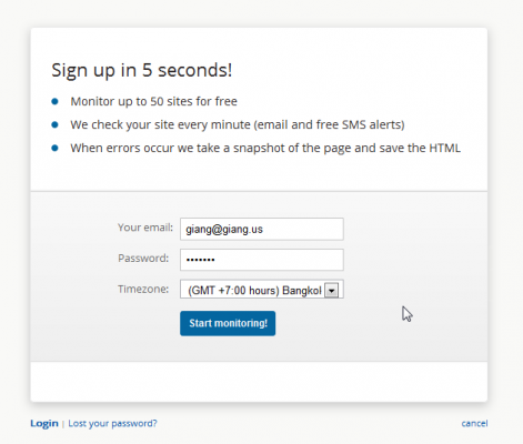 tagBeep registration form